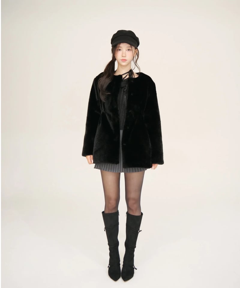 yilon waistmark eco fur coat