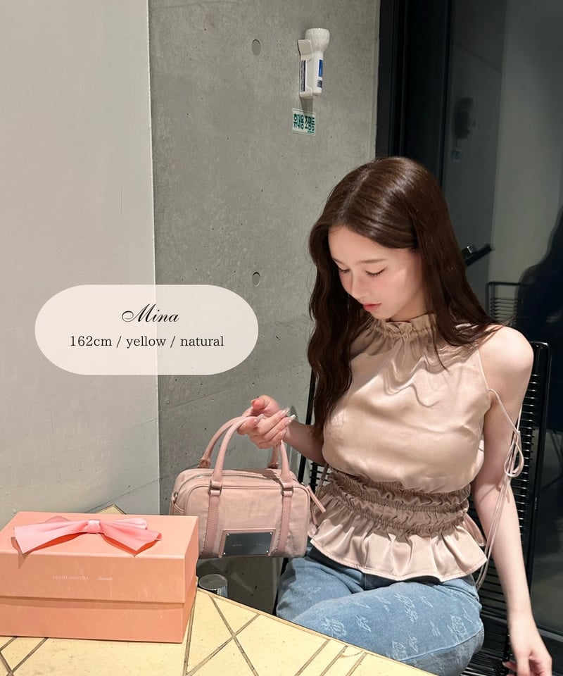 yilon Satin ribbon tops ピンク yilon ♡ Satin ribbon tops ピンク