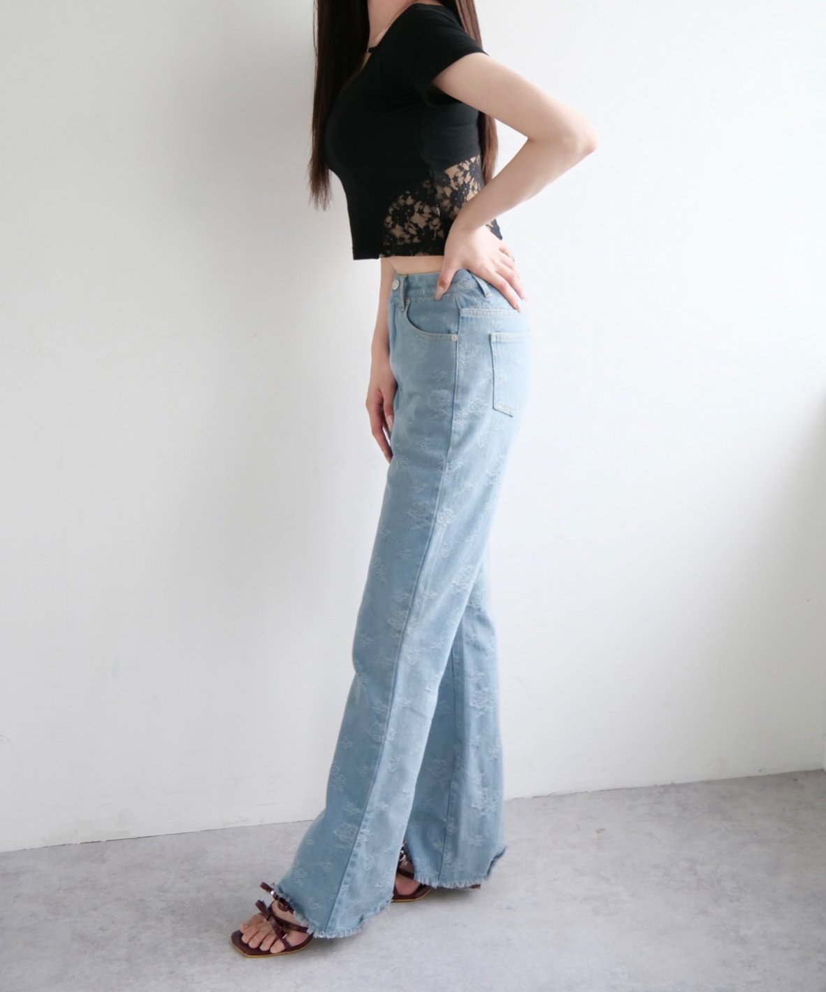 YILON MADE 】Little rose high-waist denim | 【Y