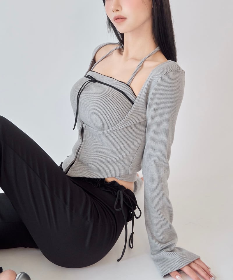 YILON Corset design layered tops グレー