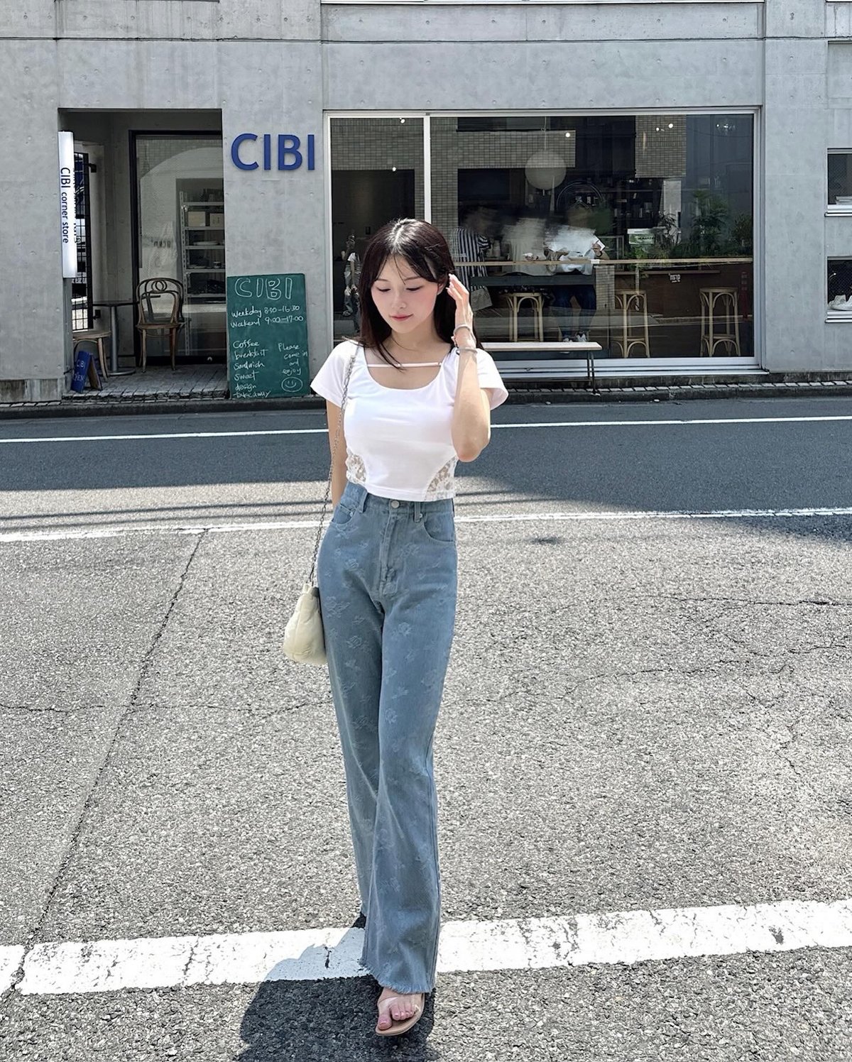 YILON MADE 】Little rose high-waist denim | 【Y