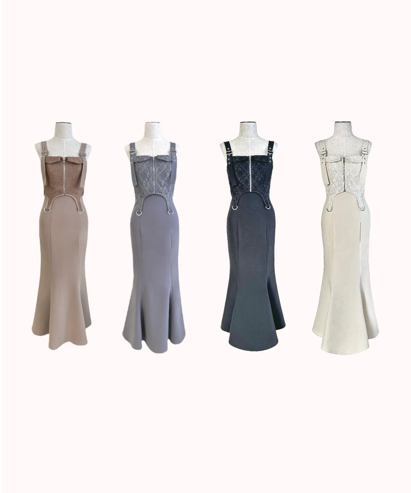 YILON MADE】 Romantic bustier dress GRAY