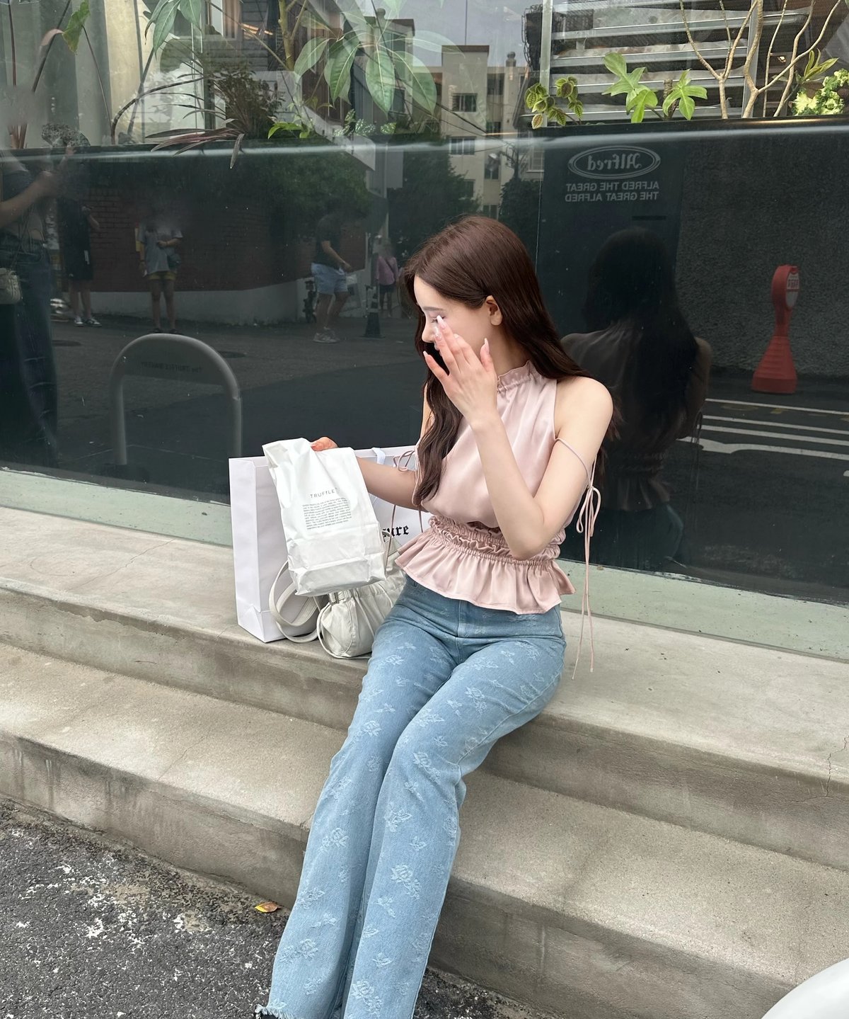 YILON MADE 】Little rose high-waist denim | 【Y