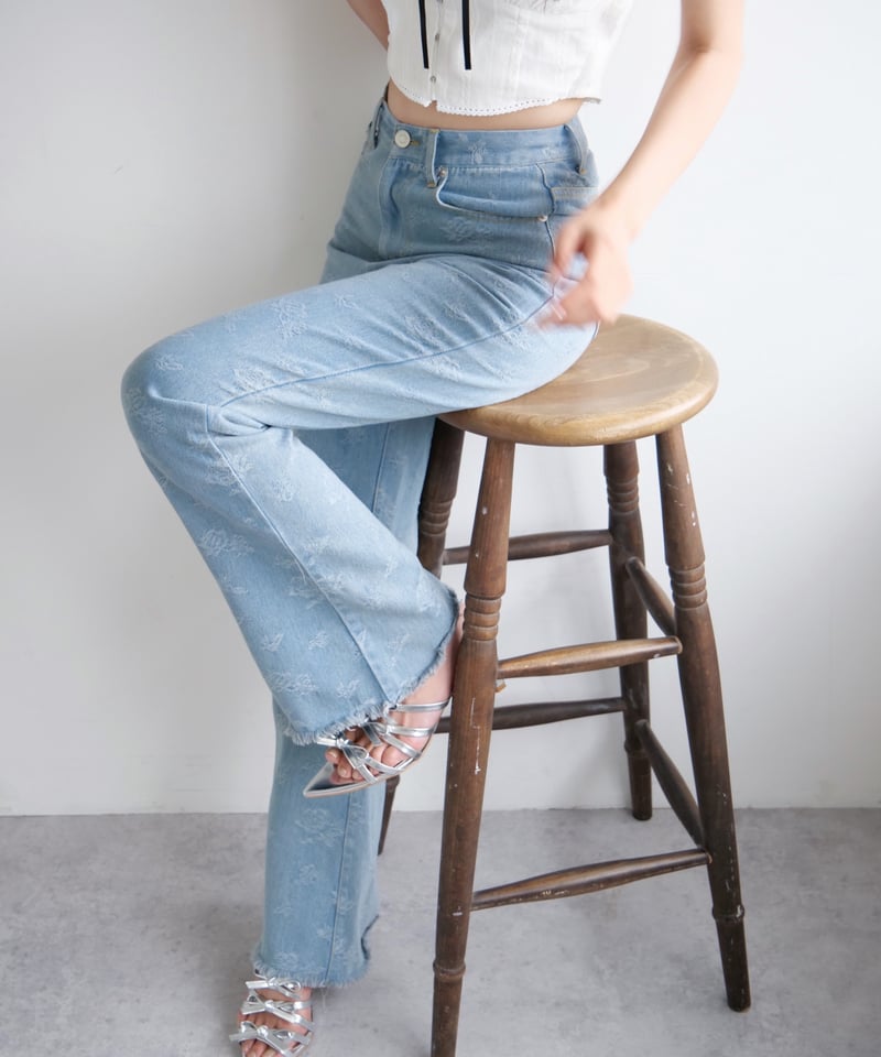 パンツ YILON Little rose high-waist denim YILON Little rose high-waist denim