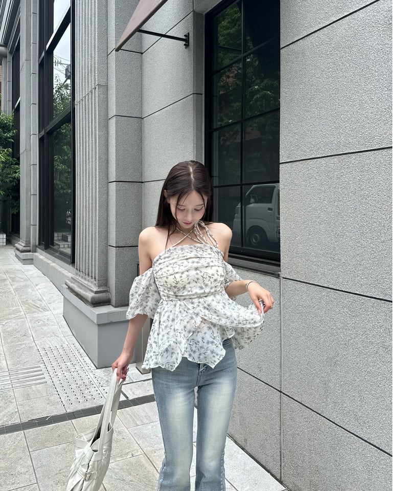 イロン YILON MADE Joli flower blouse ブラック