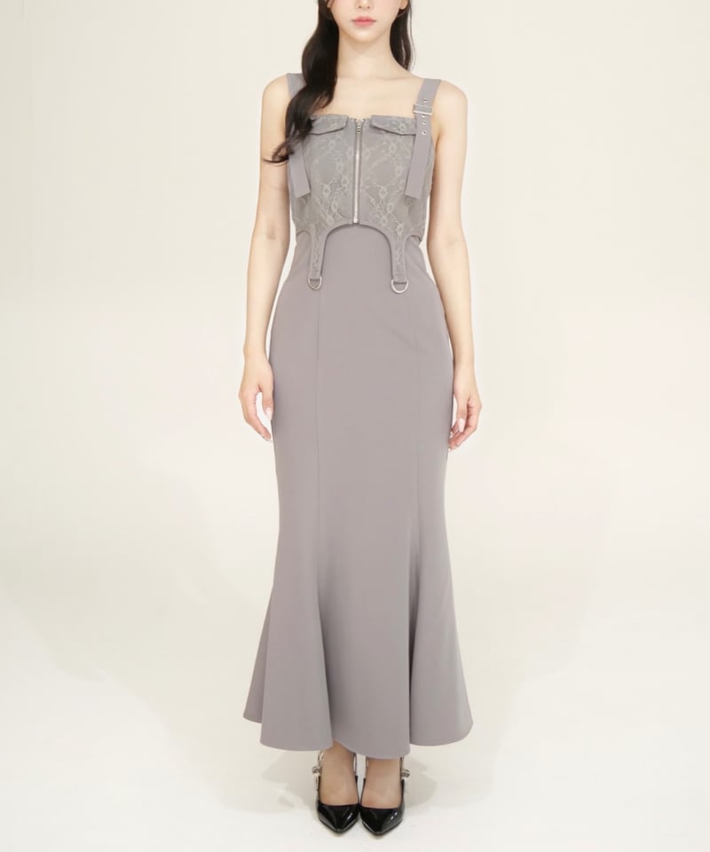 ワンピース yilon ROMANTIC BUSTIER DRESS GRAY YILON MADE】 Romantic bustier dress グレー