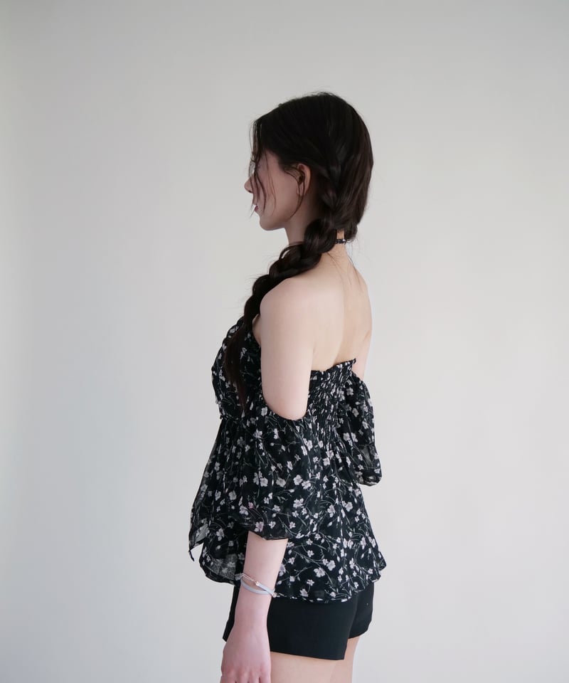 イロン YILON MADE Joli flower blouse ブラック