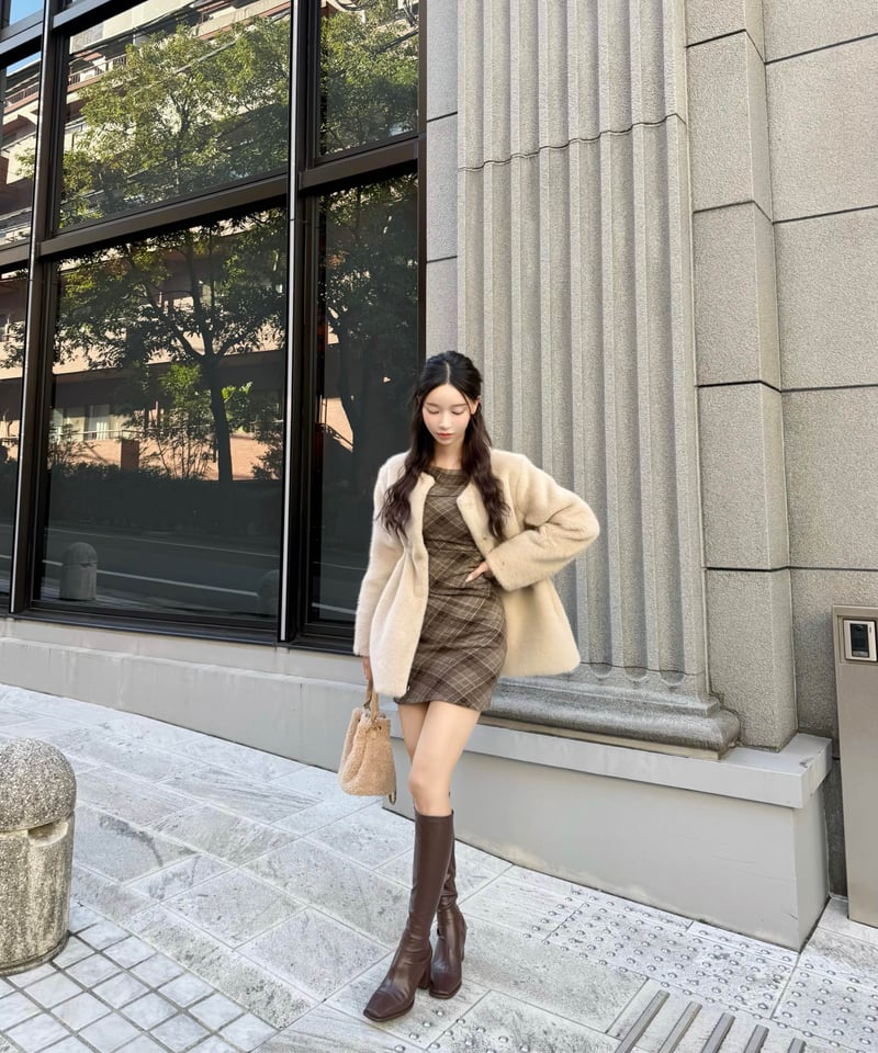 YILON MADE Waistmark eco fur coat ブラウン YILON MADE】Waistmark eco fur coat ブラウン