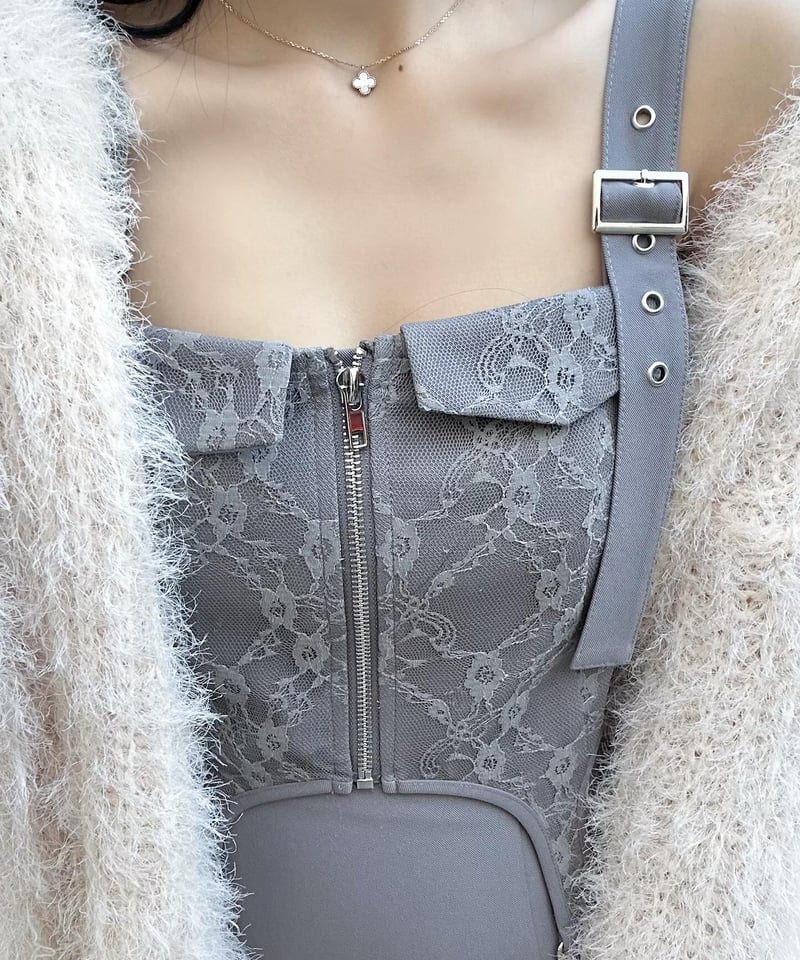 【YILON MADE】 Romantic bustier dress GRAY YILON MADE】 Romantic bustier dress GRAY
