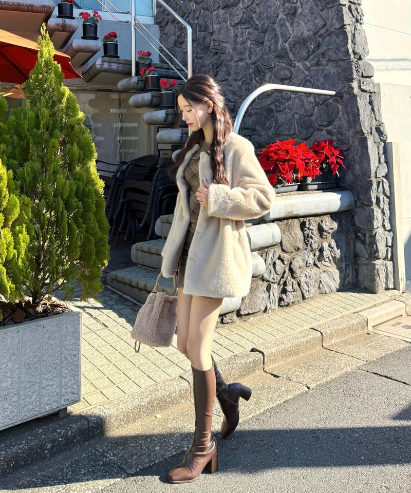 YILON MADE Waistmark eco fur coat ブラウン