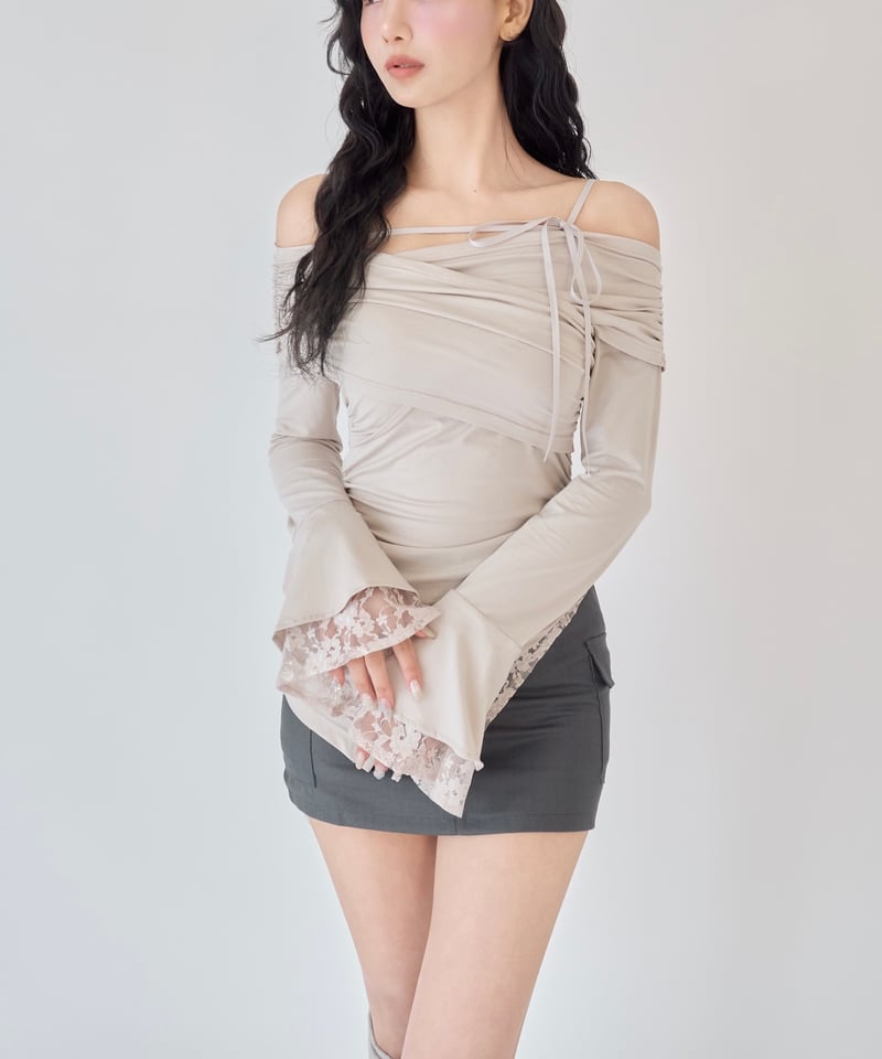 YILON MADE】Lace gather tops