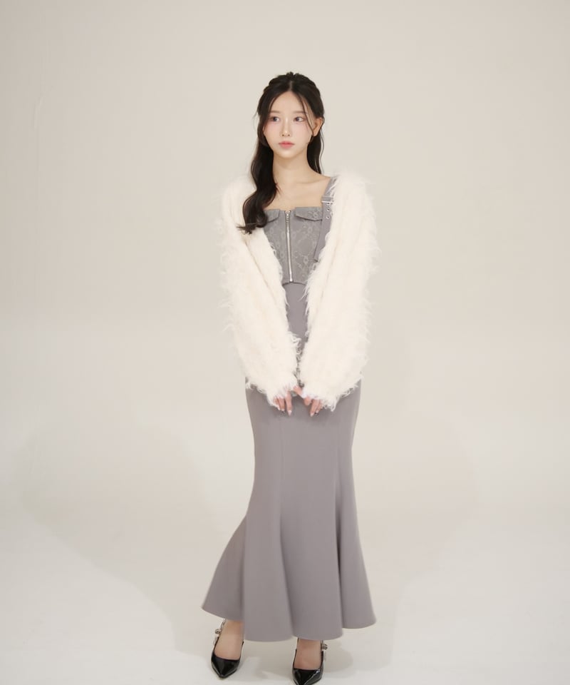 YILON MADE Romantic bustier dress ホワイト白