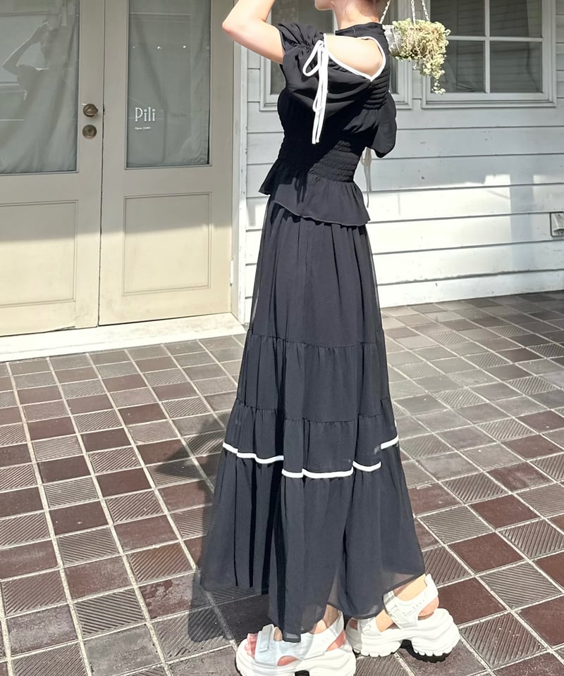 YILON MADEFeminine chiffon setup(flare) - スカートセットアップ