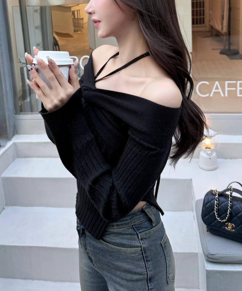 【YILON MADE】Twinkle offshoulder knit YILON MADE】Twinkle offshoulder knit