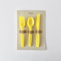 黄色いプラスチックのカトラリー│3組セット