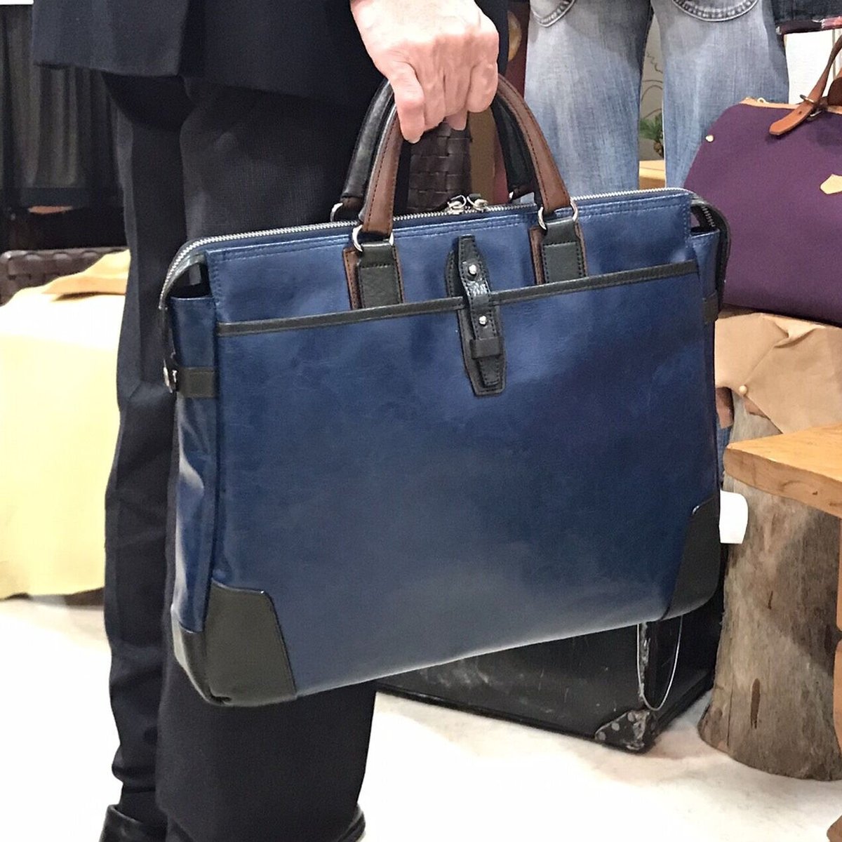 豊岡鞄】帆布PU×レザーソフトブリーフ | レザークラフトショップAGO