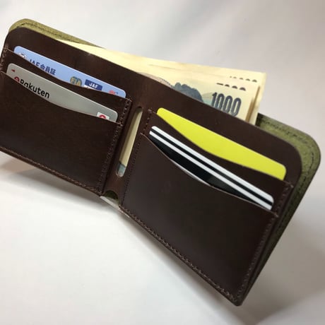 アゴモノガタリ・ヌメ革薄型フラット折財布（端切れ）