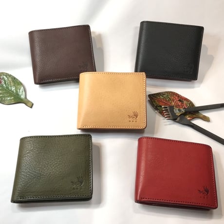 アゴモノガタリ・ヌメ革二つ折財布（ボックス小銭入れ）