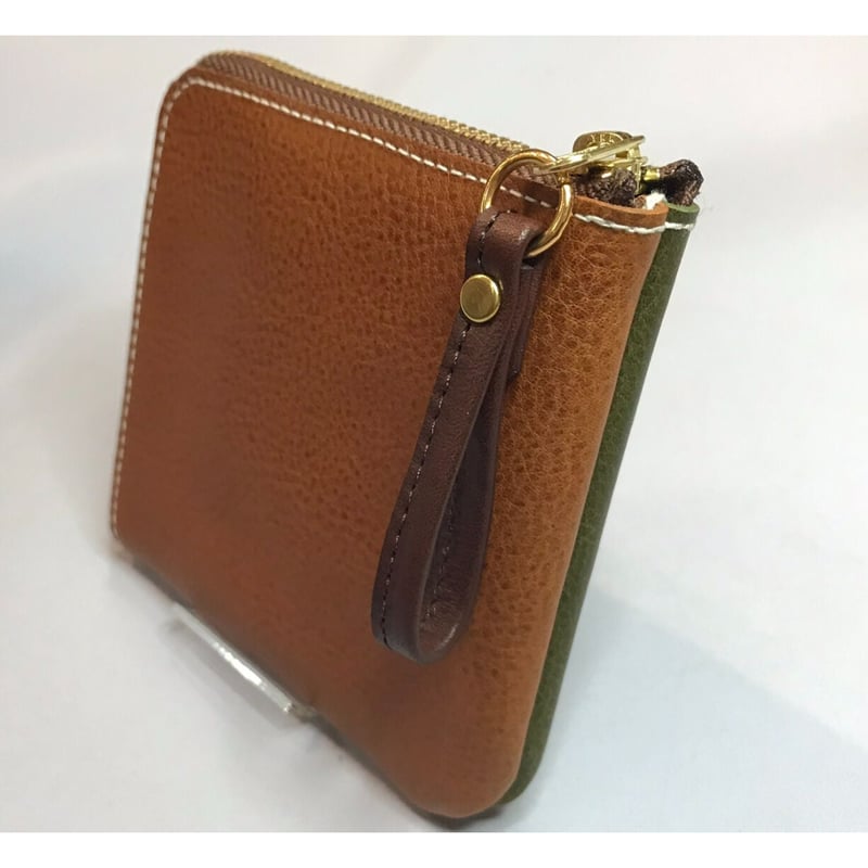イタリアンレザー　ヌメ革　L字ファスナーウォレット　ライトブラウン　コンパクト イタリアンレザー　ヌメ革　L字ファスナーウォレット　ライトブラウン　コンパクト