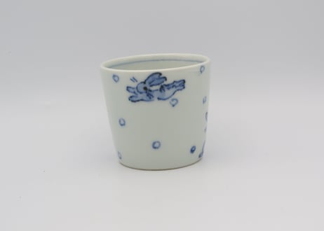 縦線染付猪口　明治初期~中期　六個セット 縦線染付猪口 明治初期~中期 六個セット 染付の蕎麦