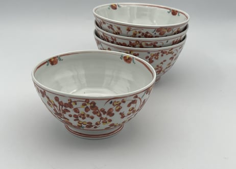 松尾貞一郎　　色絵磁器赤絵花唐草中鉢