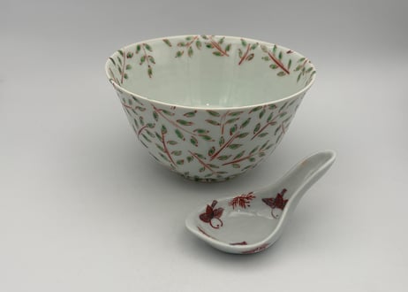 古川桜　色絵磁器赤絵面鉢