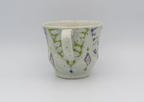 松尾三希子　色絵半磁器紫緑大振りマグD