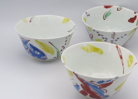 古川桜　色絵磁器ボタニカル麺鉢E