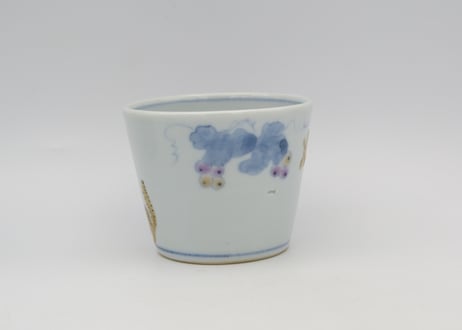 清水なお子　色絵磁器蕎麦ちょく 葡萄と栗リス