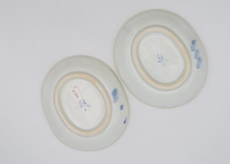 古川桜　色絵磁器点描楕円小皿2客セット