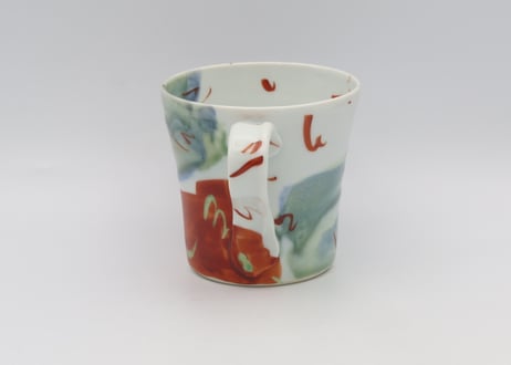 古川桜  色絵磁器赤とグレーマグA
