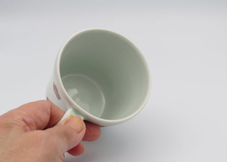 古川章蔵　色絵磁器赤と緑の花マグ2