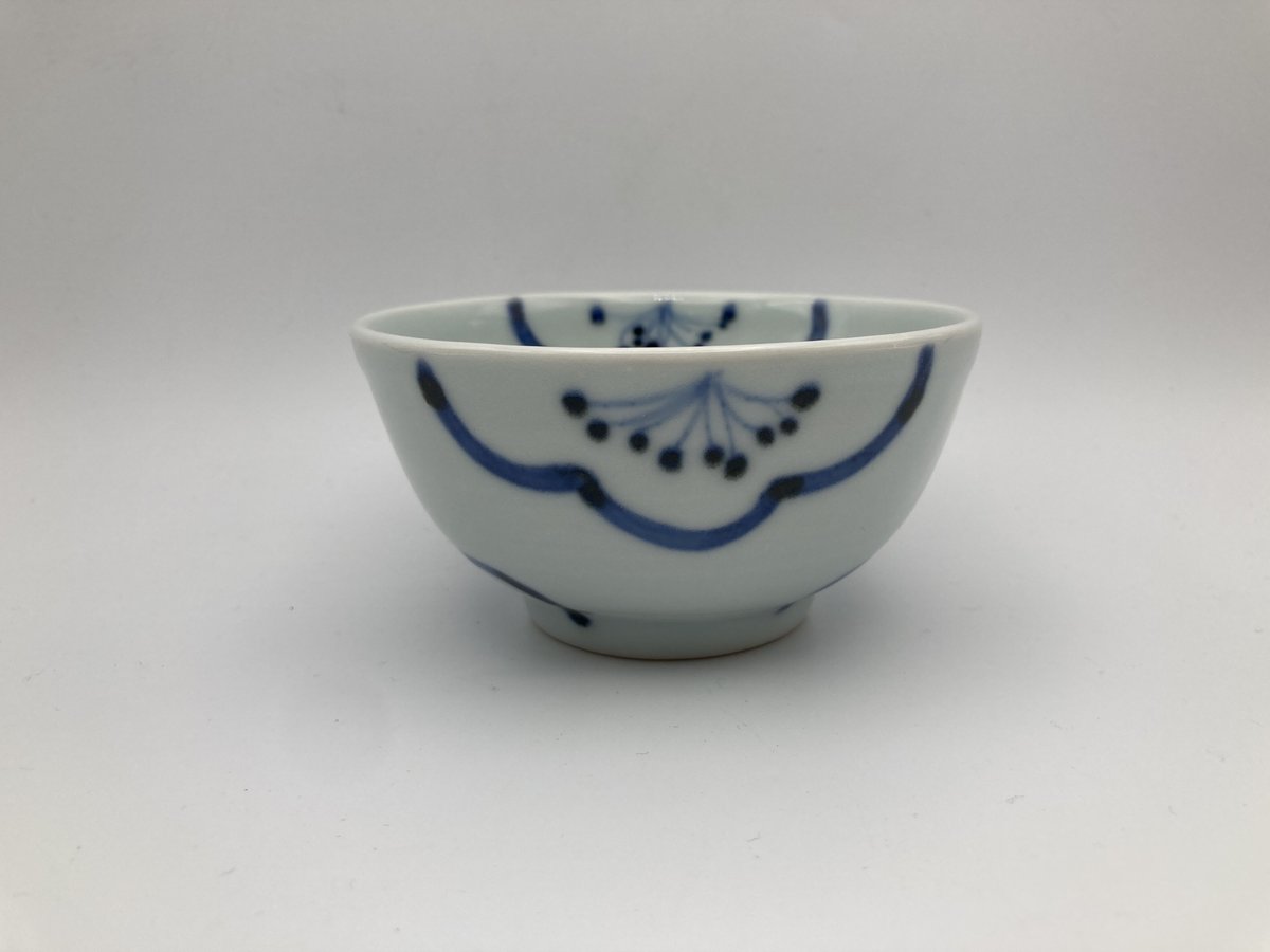 古清水　染付　面取梅紋蓋茶碗5点　在銘　茶道具　送料込み250917 古清水 染付 面取梅紋蓋茶碗5点 在銘 茶道具 送料込み250917 径