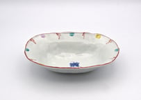松尾貞一郎　色絵磁器楕円の小鉢T-79