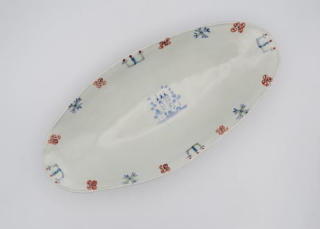松尾貞一郎　磁器呉須赤絵楕円皿8