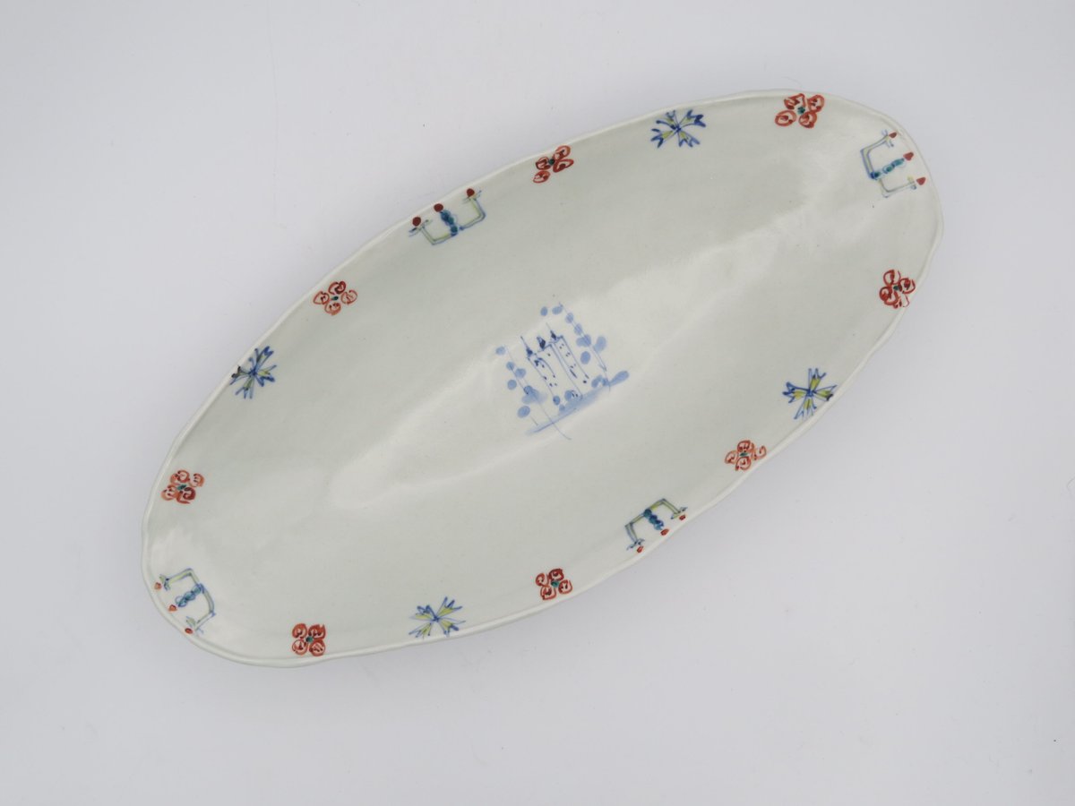 松尾貞一郎 磁器呉須赤絵楕円皿8 | 工藝舎 オンラインショップ