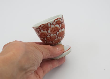 高橋宏彰  色絵磁器赤絵足つき杯