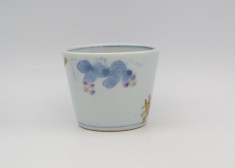 清水なお子　色絵磁器蕎麦ちょく 葡萄と栗リス