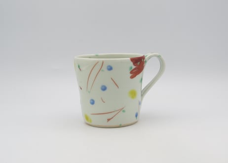 古川章蔵　色絵磁器デタラメ紋マグA