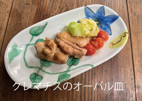 古川章蔵　色絵磁器クレマチス小判中皿D