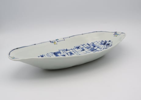 松尾貞一郎　染付磁器線描き楕円鉢3