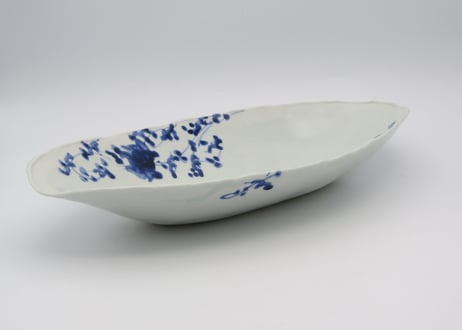 松尾貞一郎　染付磁器花紋楕円鉢2