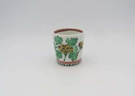 古川桜　色絵磁器菊の筒盃