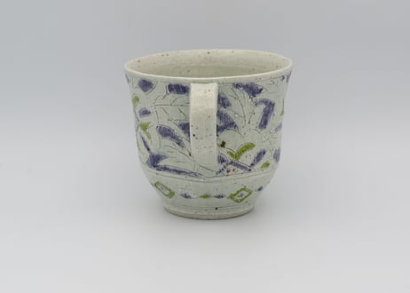 松尾三希子　色絵半磁器紫緑大振りマグC