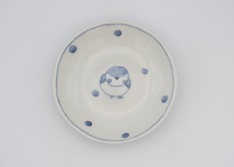 小長谷節子　染付磁器ふくら雀紋小皿