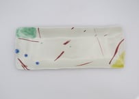 古川章蔵　色絵磁器デタラメ紋長皿D