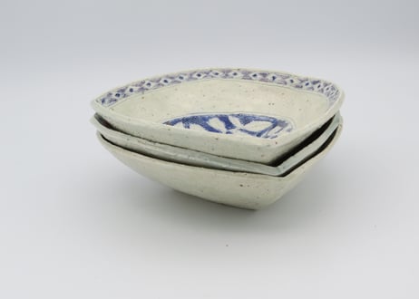 松尾三希子　半磁器色絵ターコイズ三角鉢