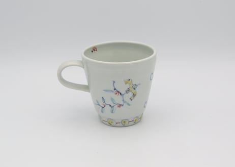 松尾貞一郎　色絵磁器花鳥マグ70