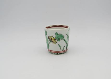 古川桜　色絵磁器菊の筒盃