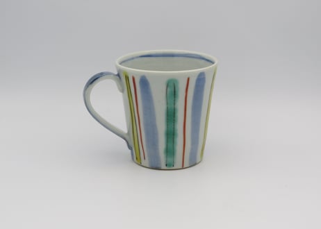 高橋宏彰　色絵磁器シマシマのマグB